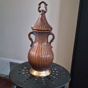 Jim Beam Brown Ceramic Decanter with Lid